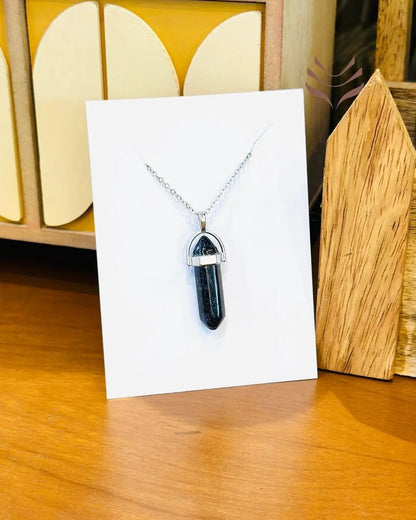 Blue Gold Stone Double Terminated Pendant for Positive Energy