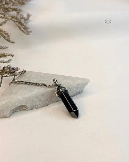 Blue Gold Stone: Double Terminated Pendant 