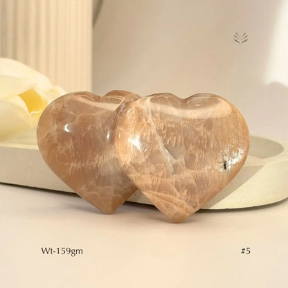 Bonding Peach Moonstone Double Heart  Crystal Heart