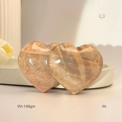 Bonding Peach Moonstone Double Heart  Crystal Heart
