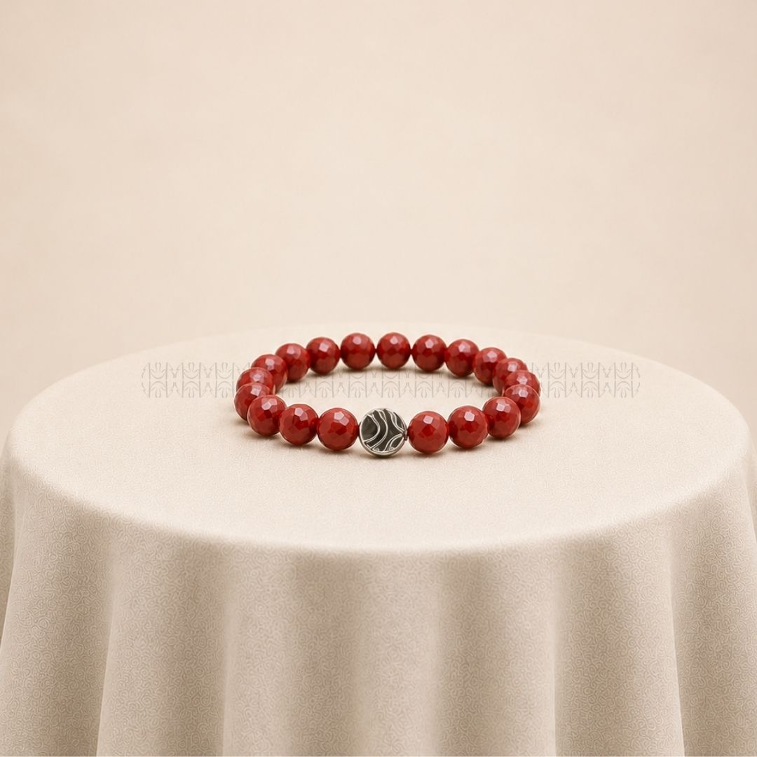 Stable Income Red Jasper Faceted Bracelet 10mm  Crystal Bracelet