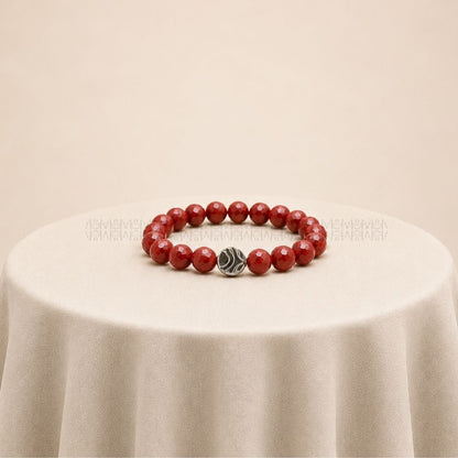 Stable Income Red Jasper Faceted Bracelet 10mm  Crystal Bracelet