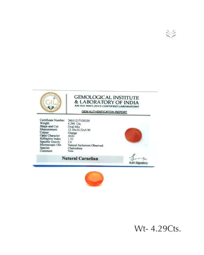 Carnelian - 4.29 Ct  Gemstones