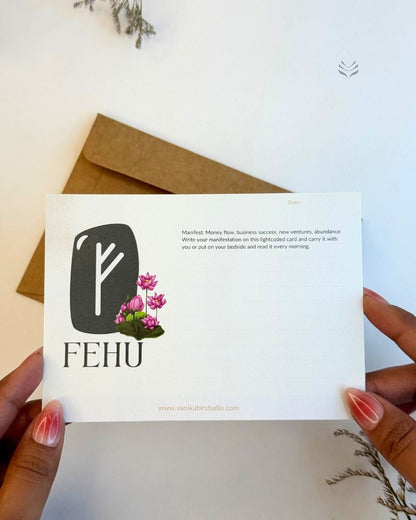 Fehu- For Wealth and Abundance (Rune Manifestation Card) 