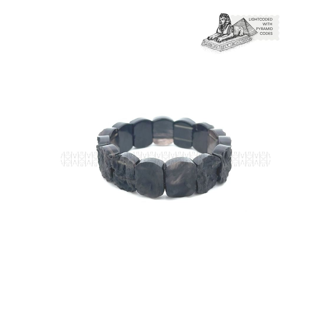 Stress Releaser Flat Natural Chintamani Tektite Bracelet 