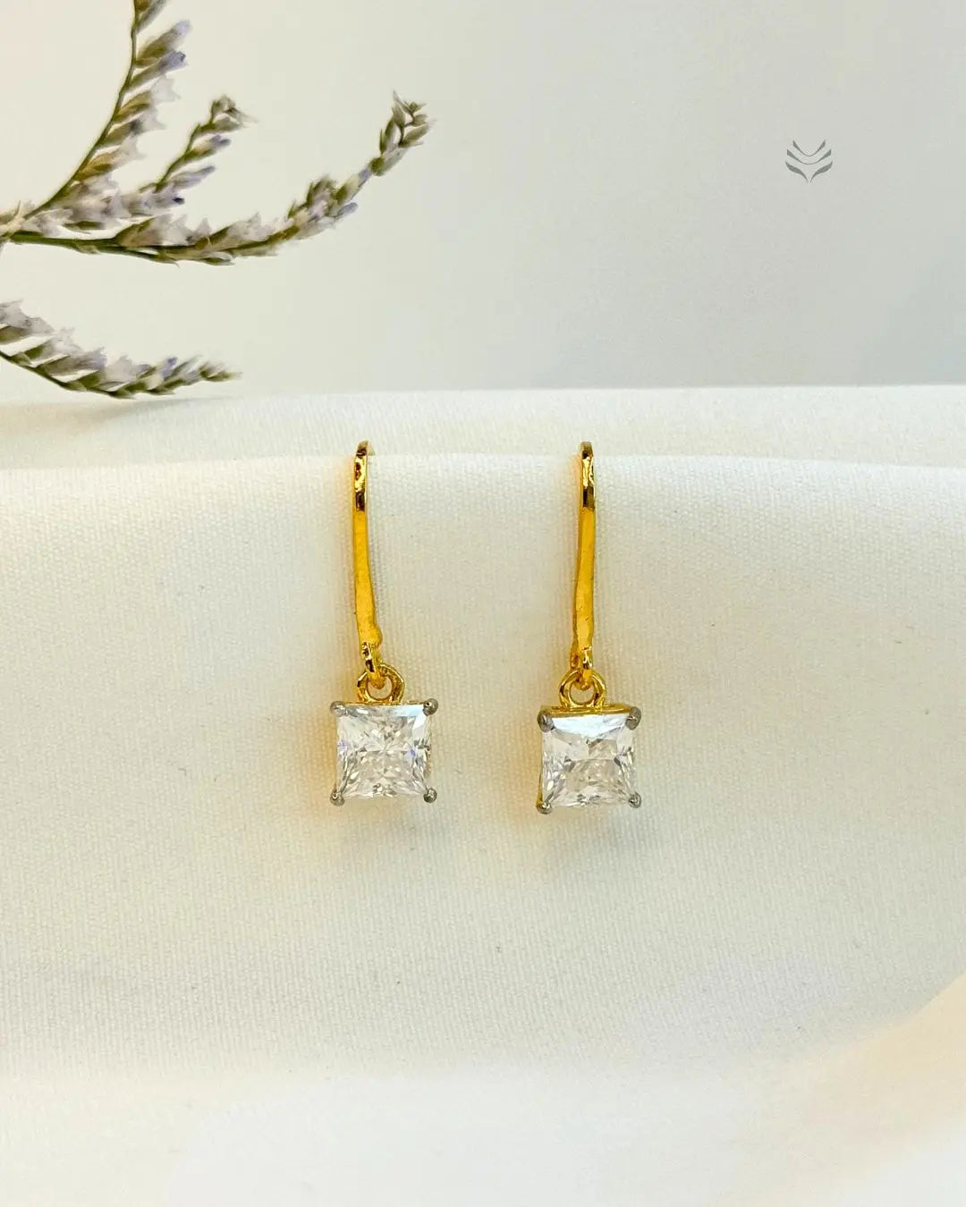 Freya Square Silver Gold-plated Loop Earrings 