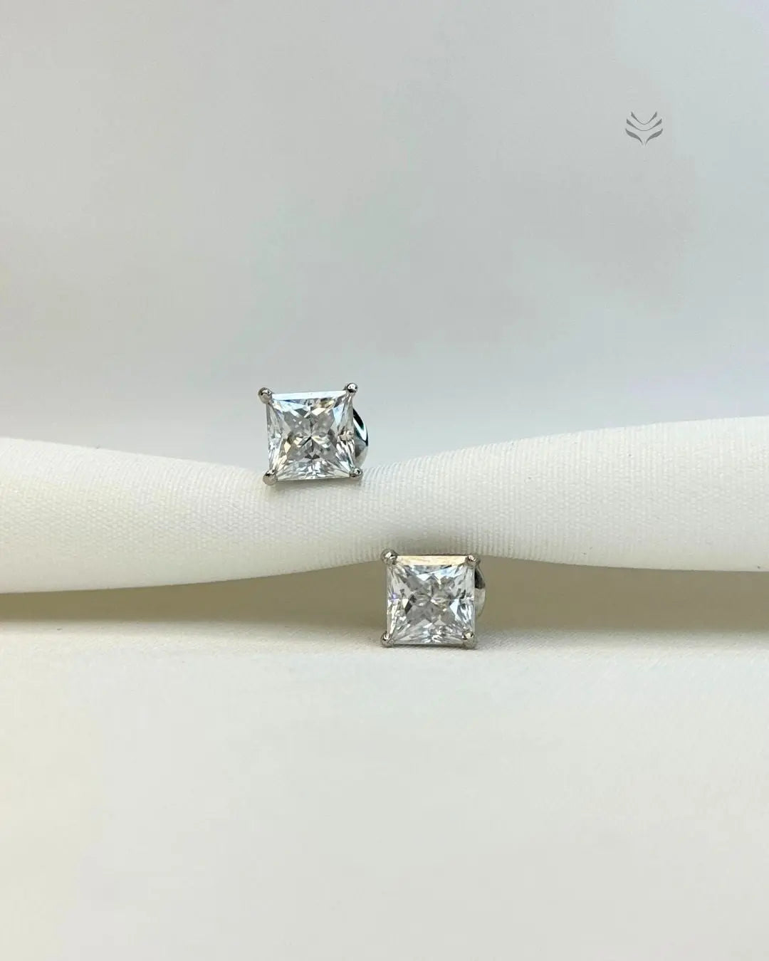 Freya Square Silver Screw Back Earrings 