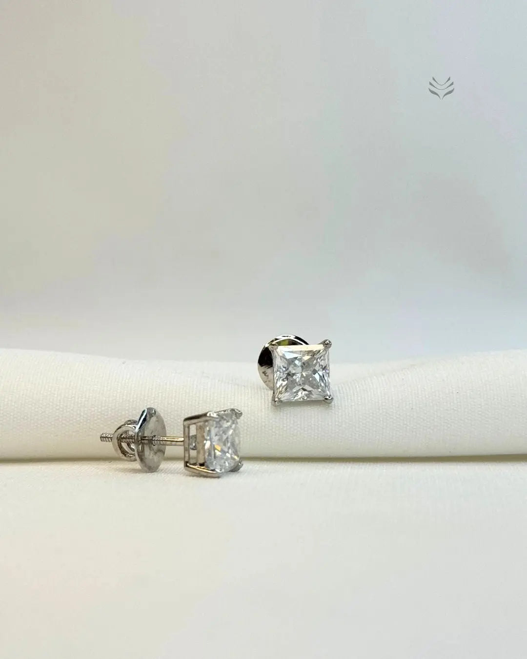 Freya Square Silver Screw Back Earrings 