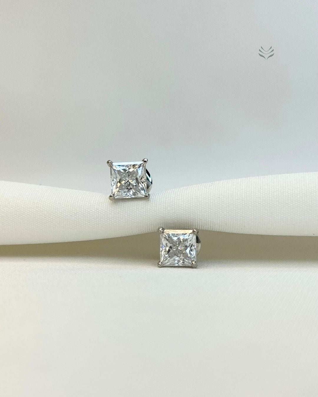 Freya Square Silver Screw Back Earrings 