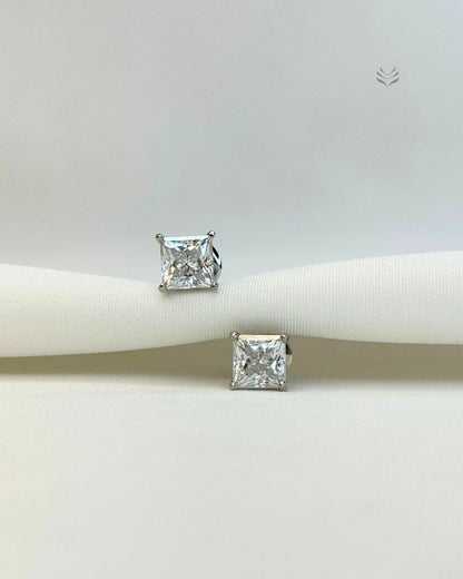 Freya Square Silver Screw Back Earrings 