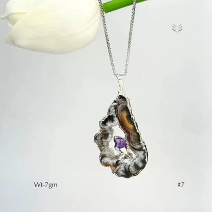 Geode With Pinned Amethyst Pendant  Jewellery