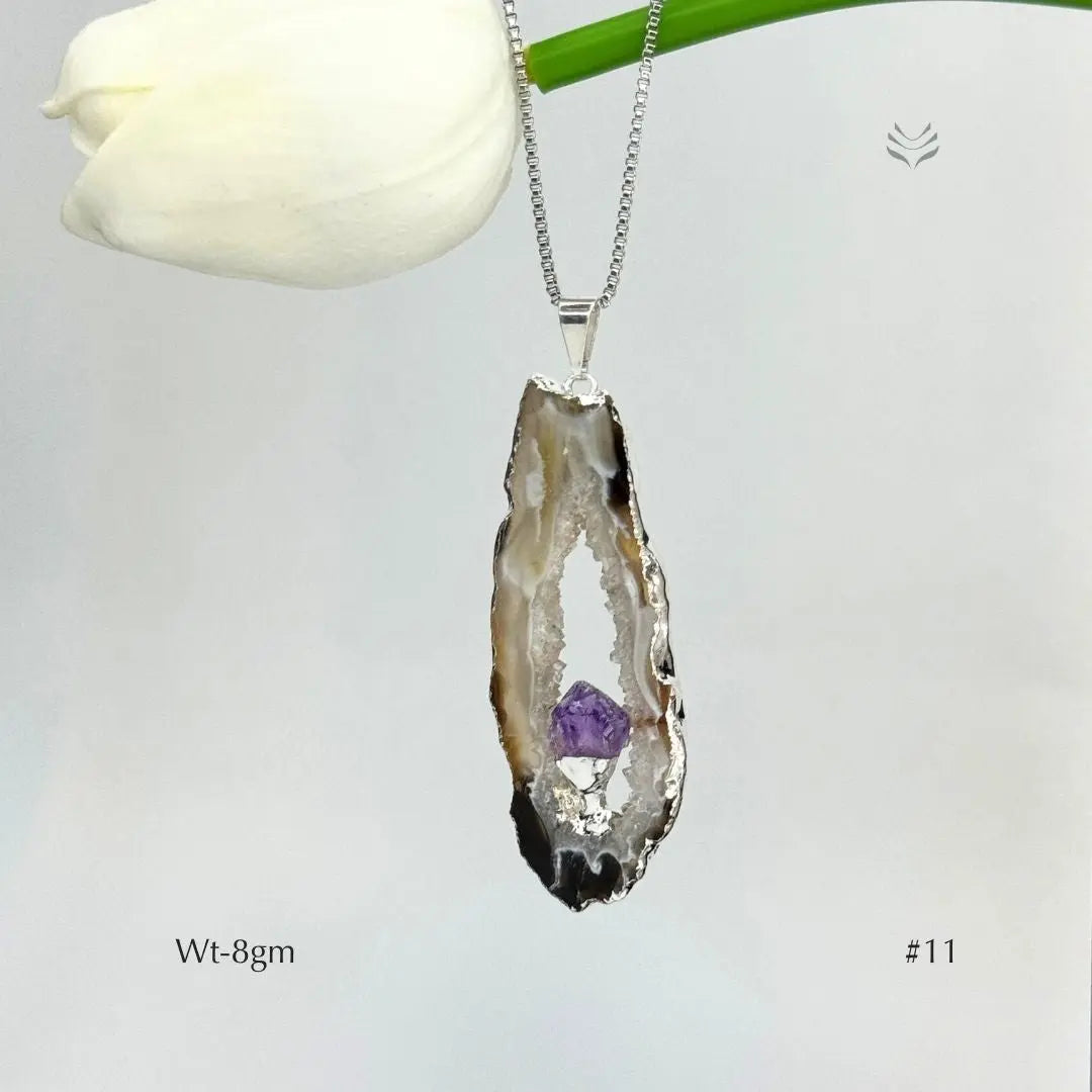 Geode With Pinned Amethyst Pendant  Jewellery