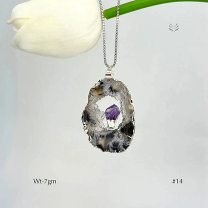 Geode With Pinned Amethyst Pendant  Jewellery