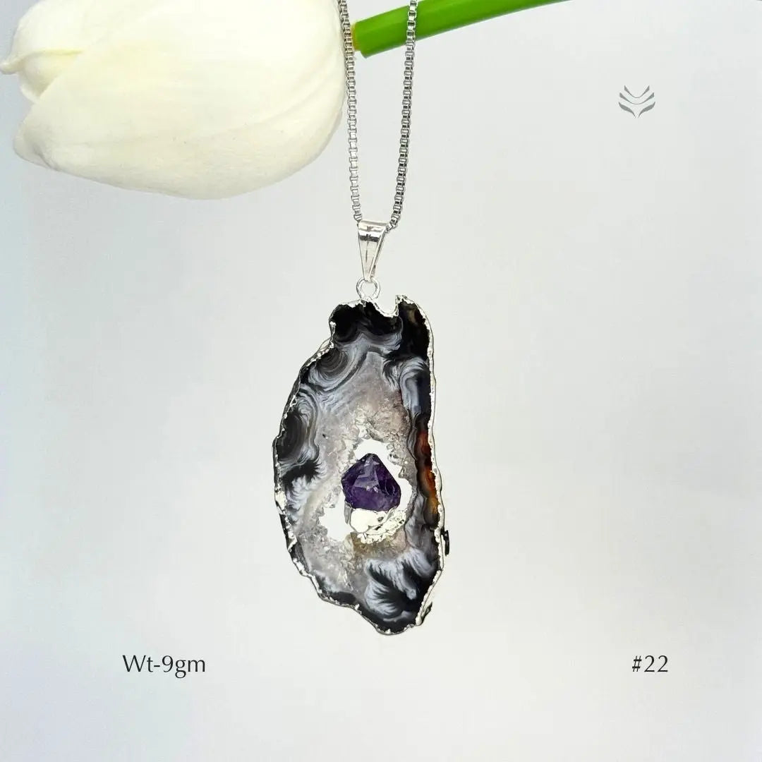 Geode With Pinned Amethyst Pendant  Jewellery