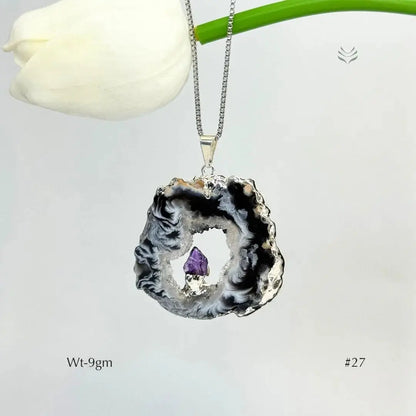 Geode With Pinned Amethyst Pendant  Jewellery