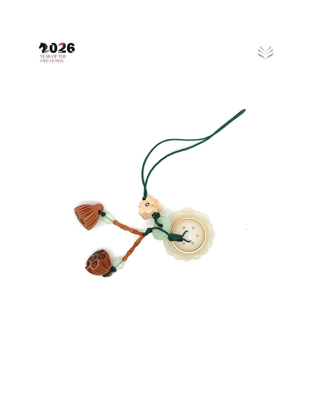 2026 calendar with a decorative charm on a white background