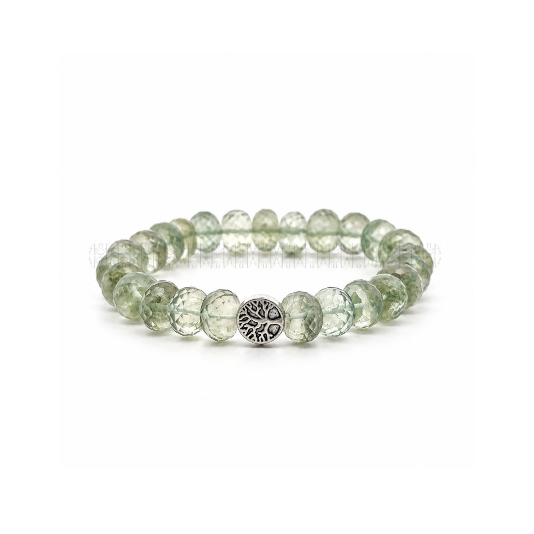 RA Prosperity Diamond Cut Green Amethyst Bracelet  Crystal Bracelet