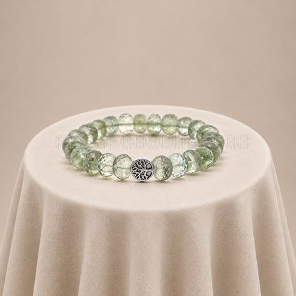 RA Prosperity Diamond Cut Green Amethyst Bracelet  Crystal Bracelet