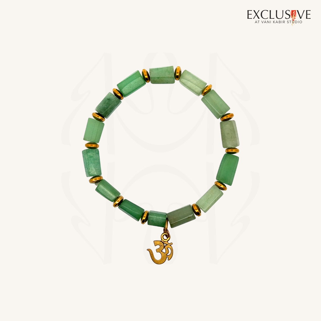 Green Aventurine Om Bracelet  Crystal Bracelet