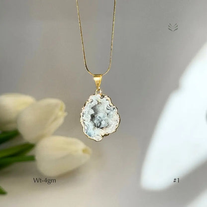 Half Geode Pendant Gold Plated  Jewellery