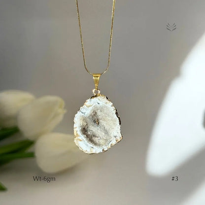 Half Geode Pendant Gold Plated  Jewellery