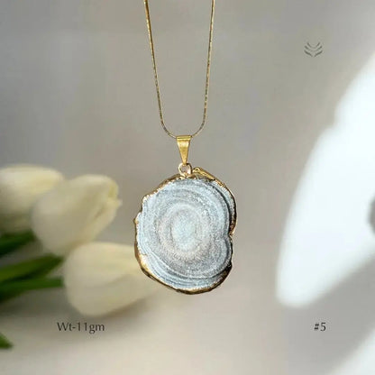 Half Geode Pendant Gold Plated  Jewellery