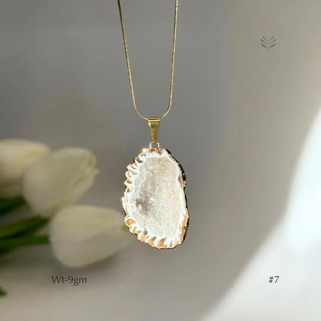 Half Geode Pendant Gold Plated  Jewellery