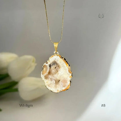 Half Geode Pendant Gold Plated  Jewellery