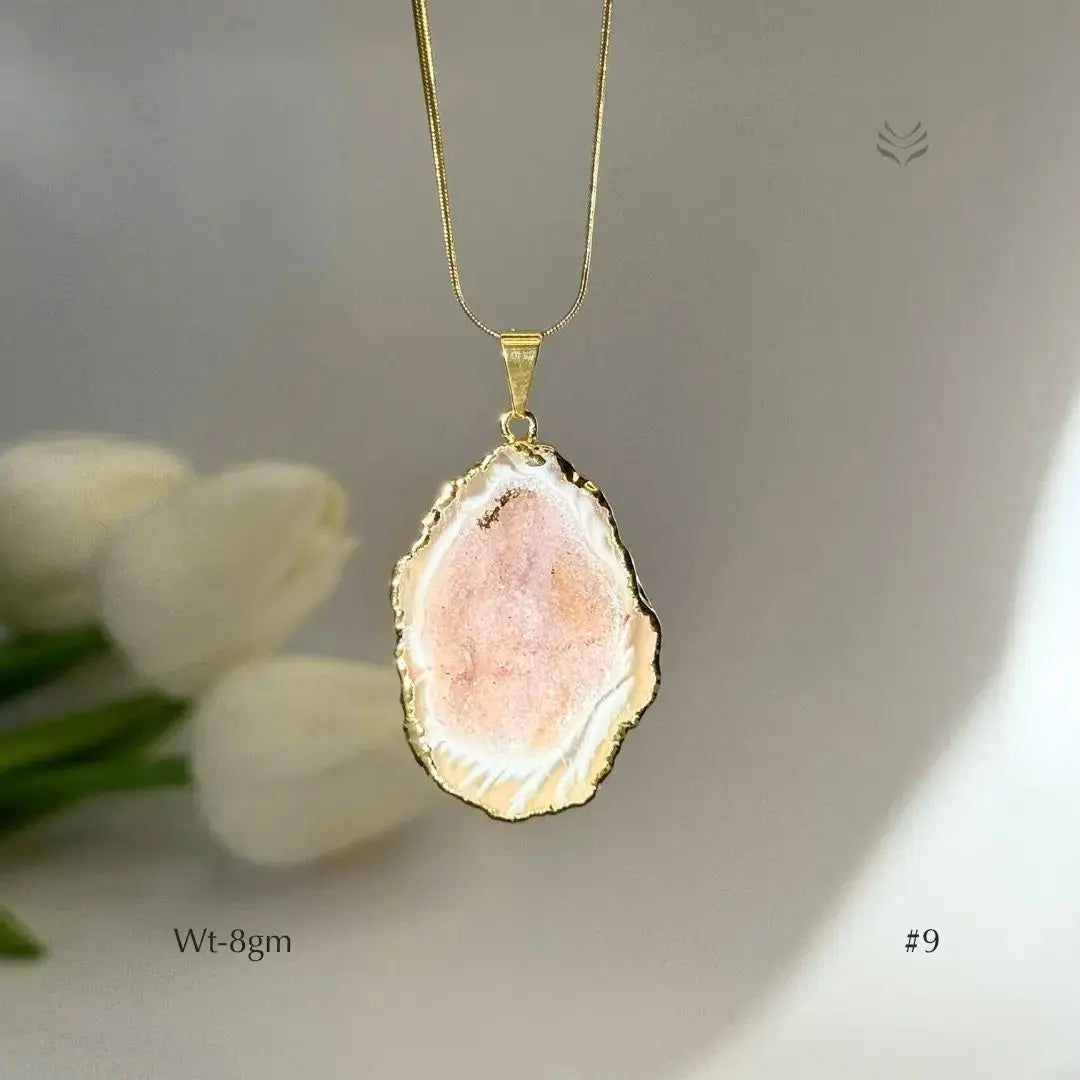Half Geode Pendant Gold Plated  Jewellery