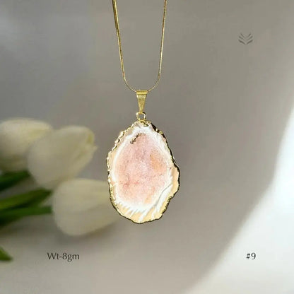 Half Geode Pendant Gold Plated  Jewellery
