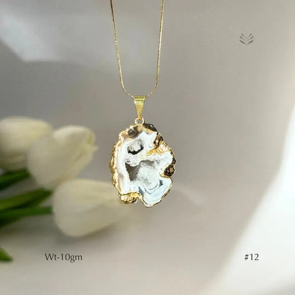 Half Geode Pendant Gold Plated  Jewellery