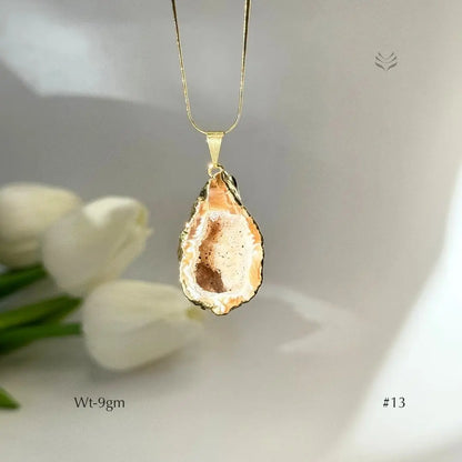 Half Geode Pendant Gold Plated  Jewellery