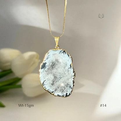 Half Geode Pendant Gold Plated  Jewellery