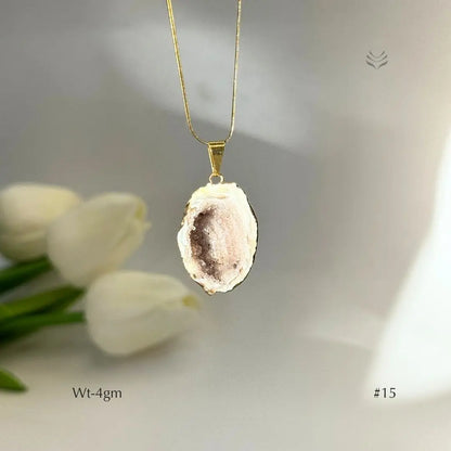 Half Geode Pendant Gold Plated  Jewellery