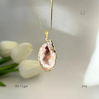 Half Geode Pendant Gold Plated  Jewellery