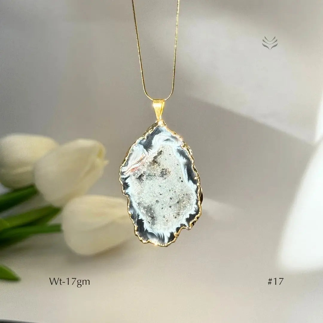 Half Geode Pendant Gold Plated  Jewellery