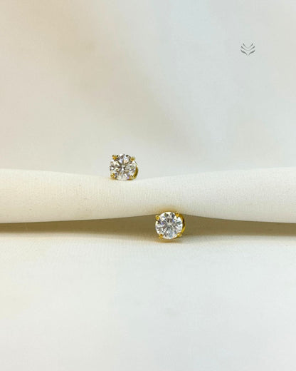 Iris Round Silver Gold-plated Screw Back Earrings 