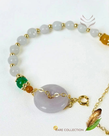 Light-Coded Jade Bracelet with gold accents