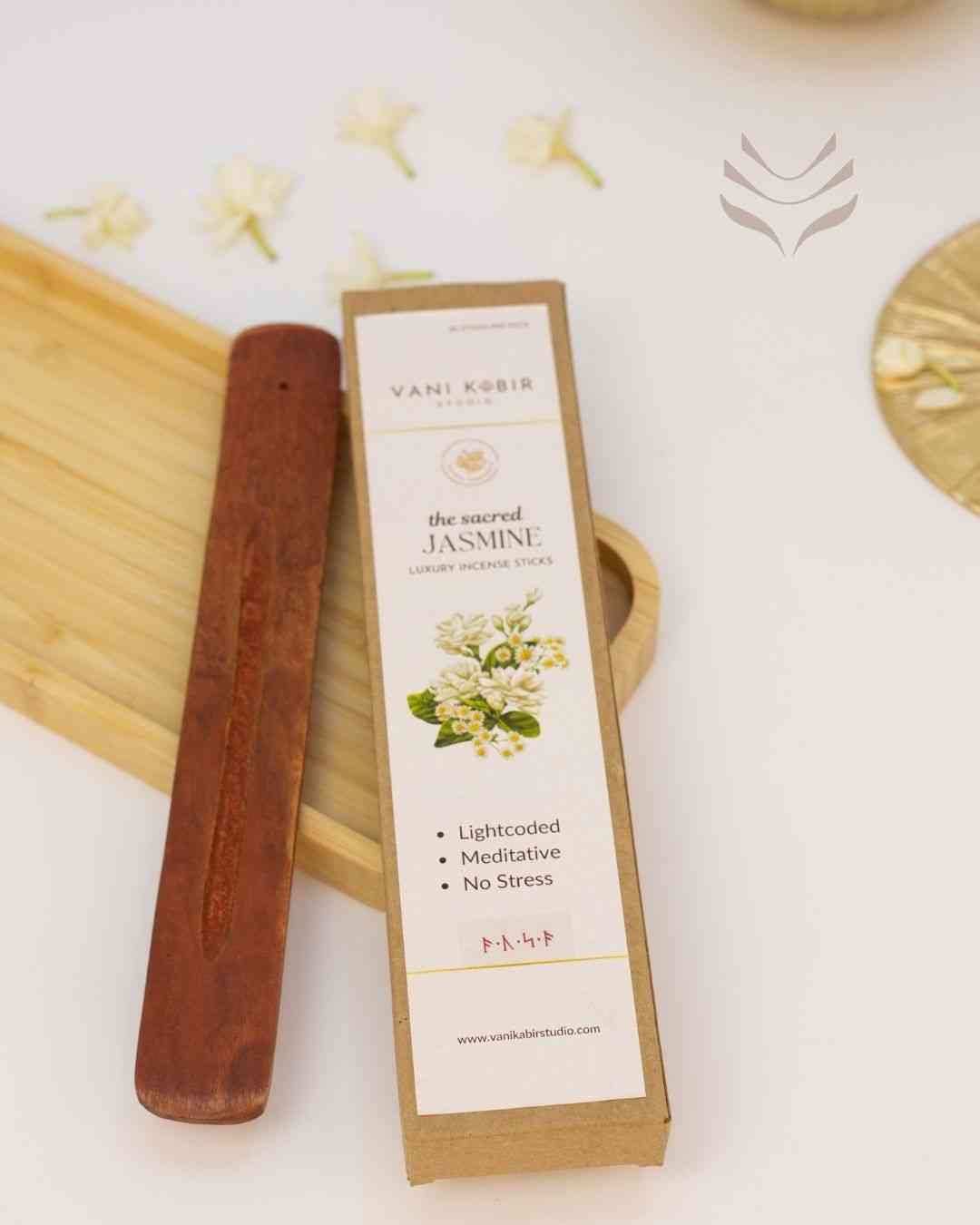 Jasmine luxury incense sticks with wooden holder