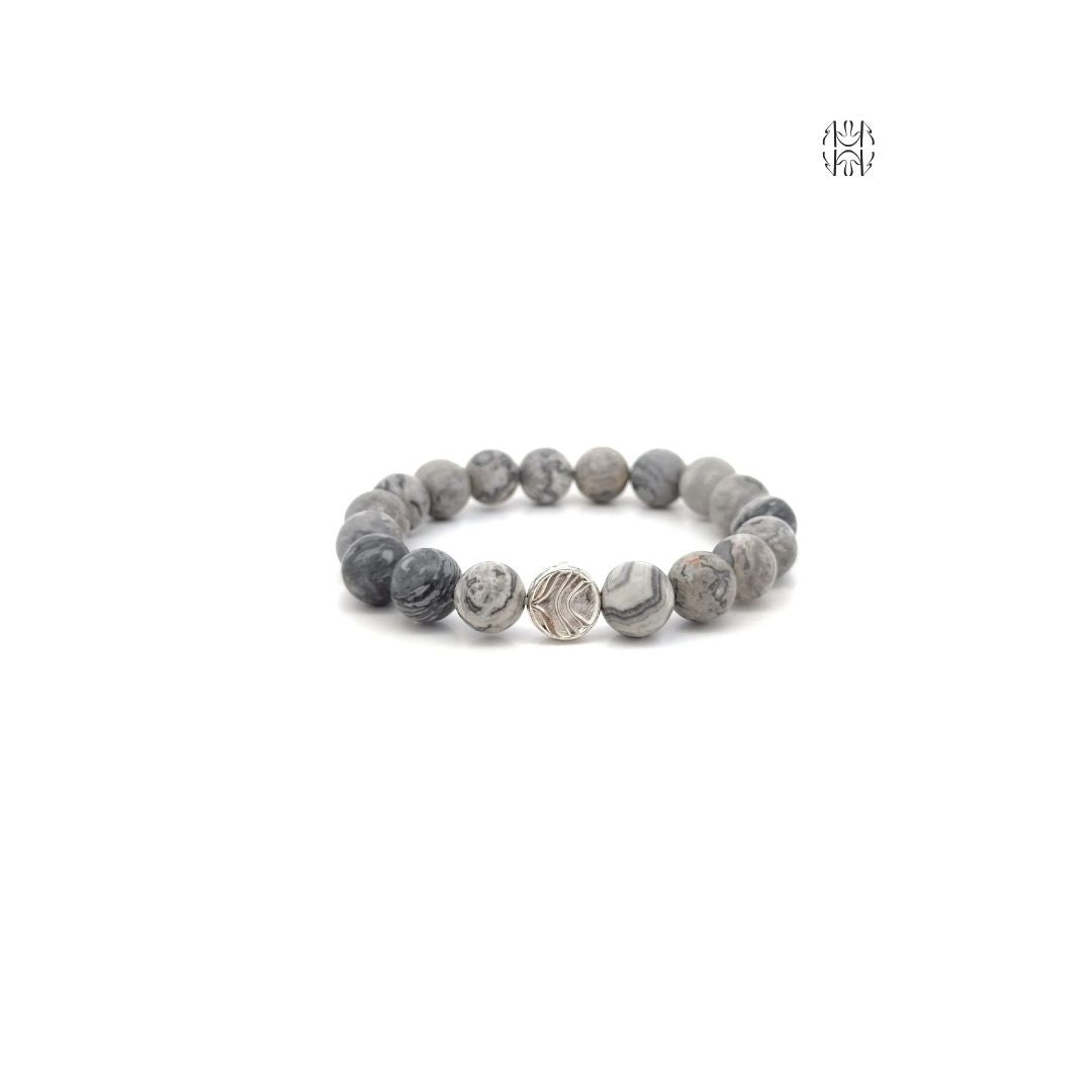 Map your Life-Grey Map Jasper  Bracelet 