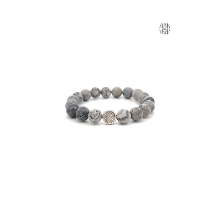 Map your Life-Grey Map Jasper  Bracelet 