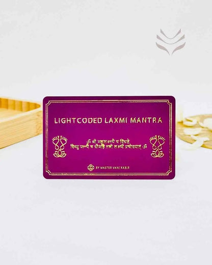 Light-Coded Laxmi Mantra Card with floral accents