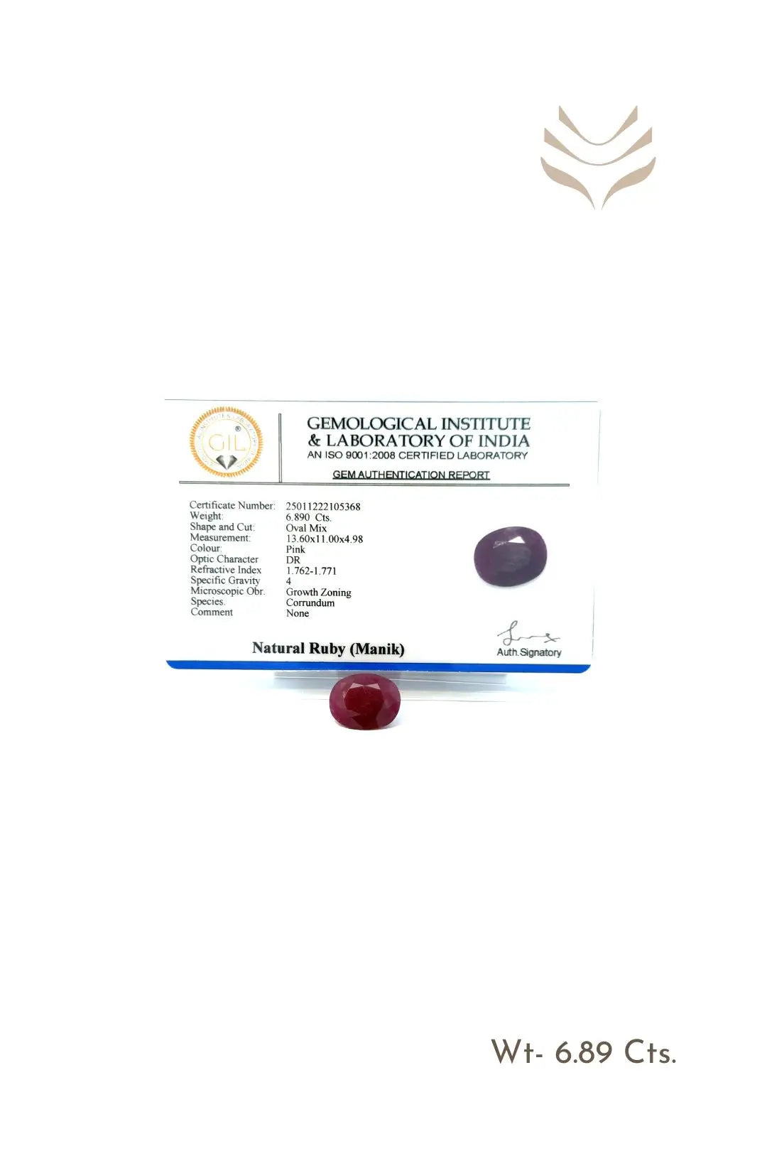 Light-Coded African Ruby -  6.89 Ct 