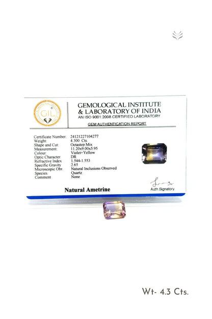 Light-Coded Ametrine - 4.3 Ct 