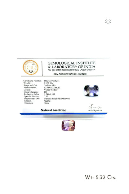 Light-Coded Ametrine - 5.32 Ct 
