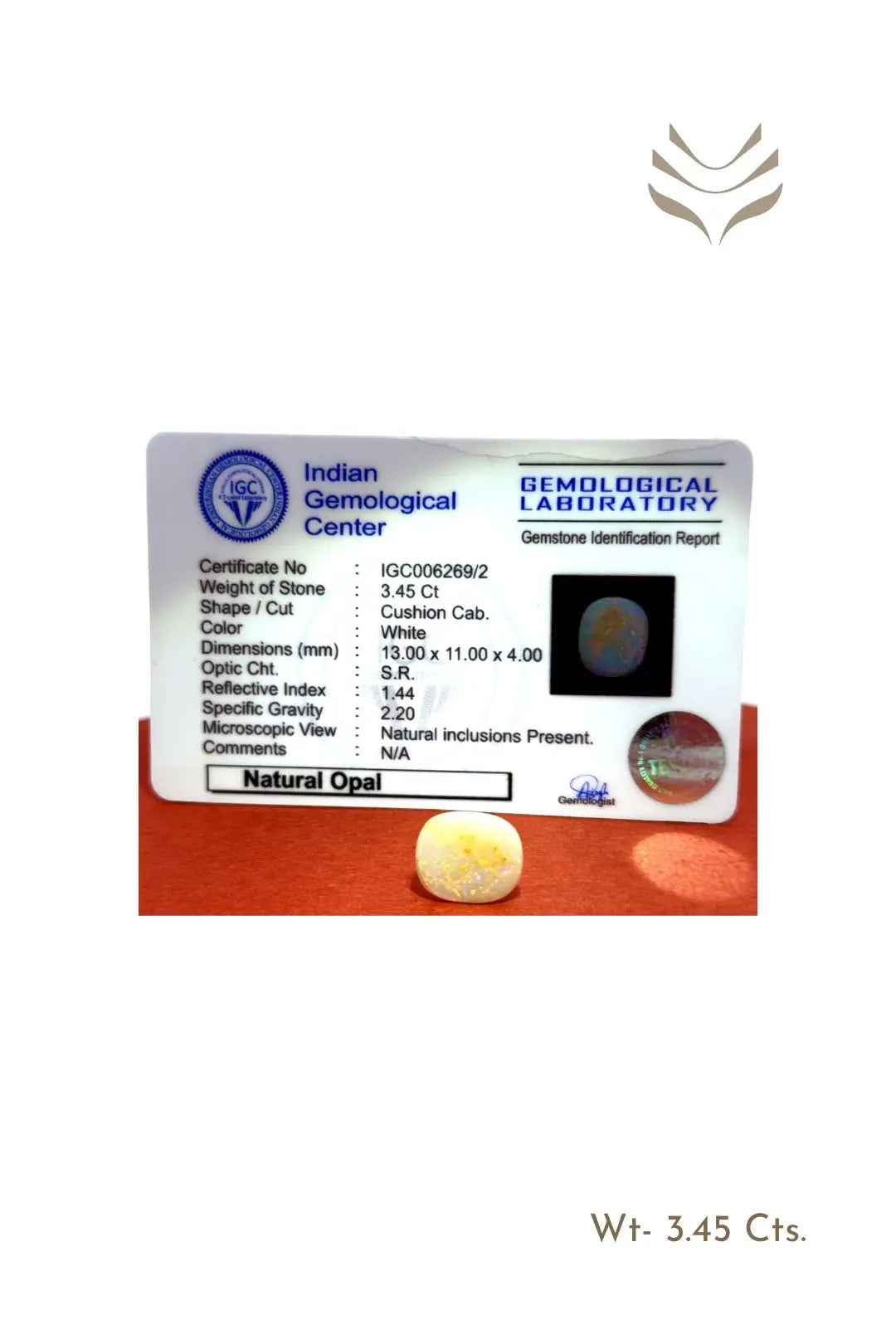 Light-Coded Australian White Opal -  3.45 Ct 