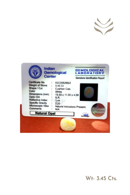 Light-Coded Australian White Opal -  3.45 Ct 