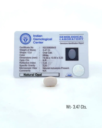 Light-Coded Australian White Opal -  3.47 Ct 