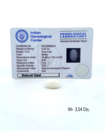 Light-Coded Australian White Opal -  3.54 Ct 