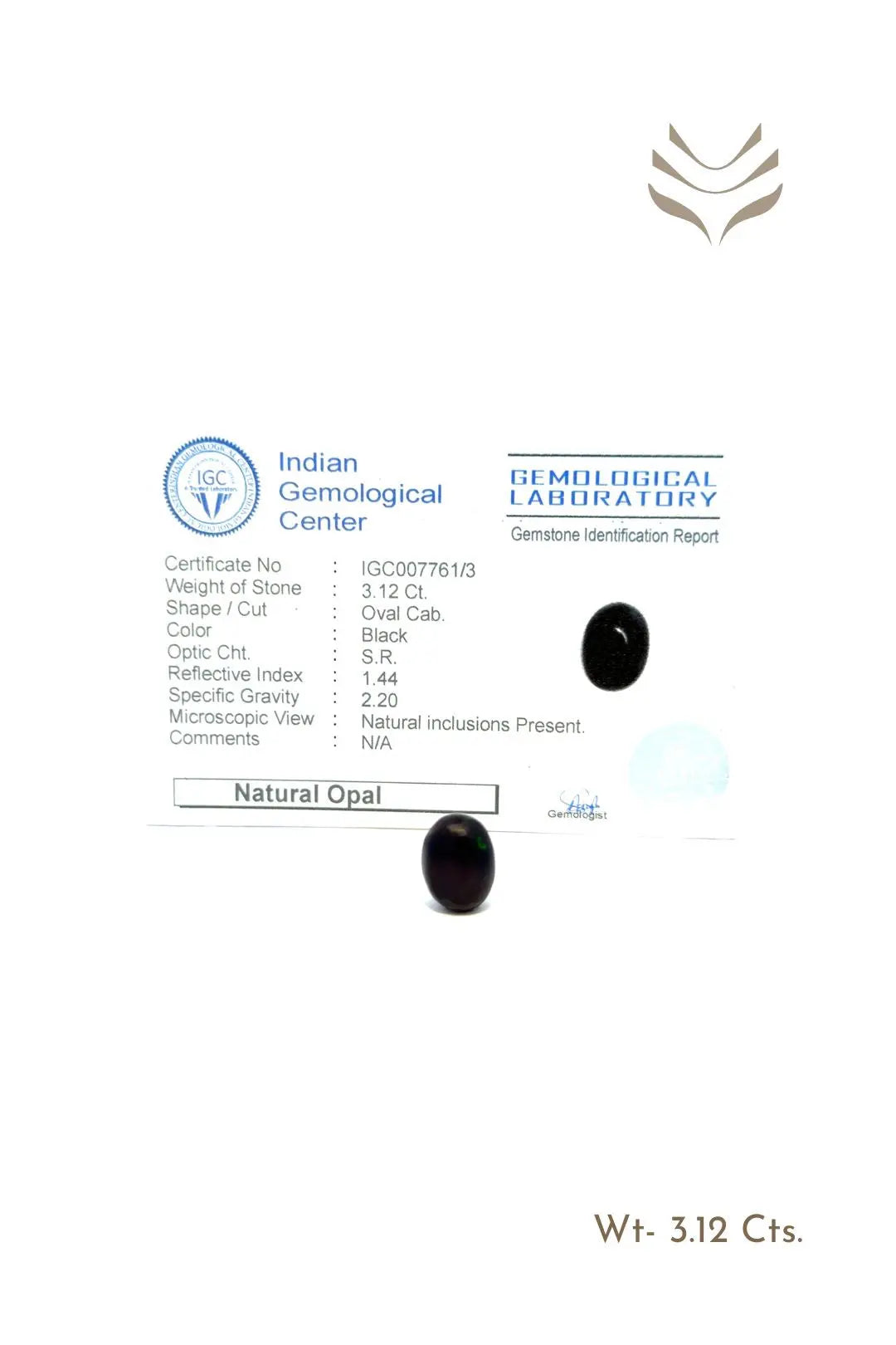 Light-Coded Black Opal - 3.12 Ct 
